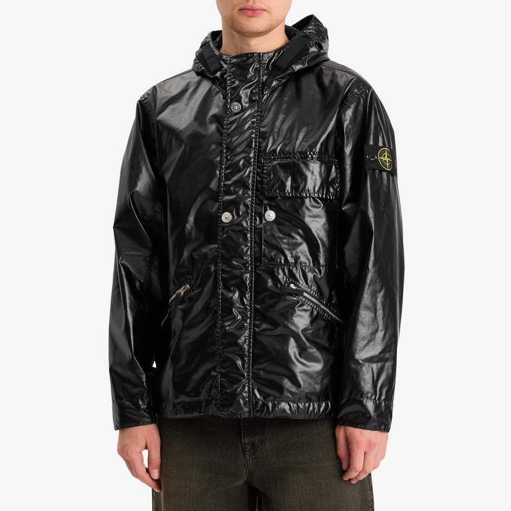 Stone Island Men's Mussola Gommata-TC Short Parka Black
